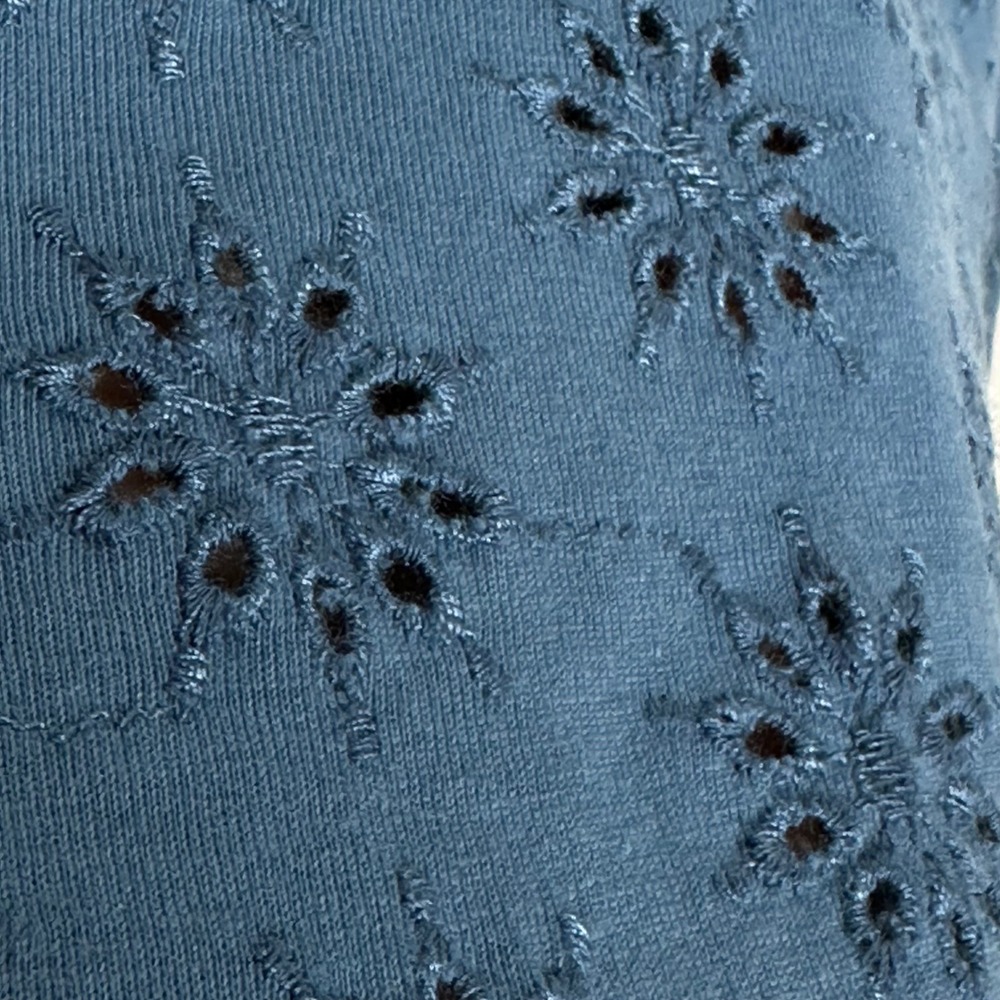 NEW Madewell Blue Eyelet Cotton Embroidered Crop Top Blouse XXS Made in India - Picture 3 of 7
